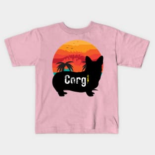 Corgi With Retro Sunset #4 Kids T-Shirt